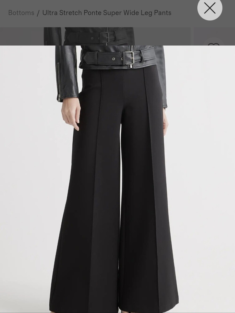 Quince Black Ultra Wide-Leg Ponte Pants 30" Inseam - Picture 1 of 6